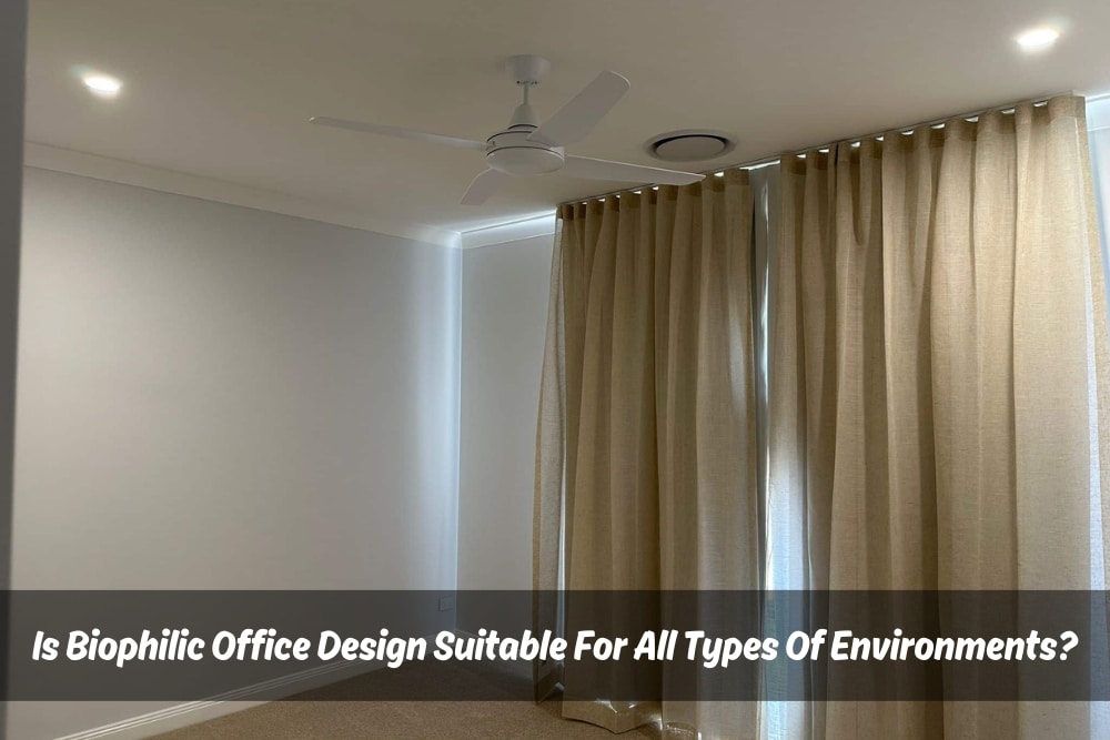 Modern office showcasing biophilic design with natural-toned walls and biophilic flooring elements, creating a calming and nature-inspired workspace.